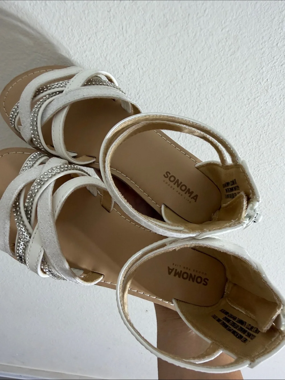 Girls Sonoma White Sparkle Strappy Sandals